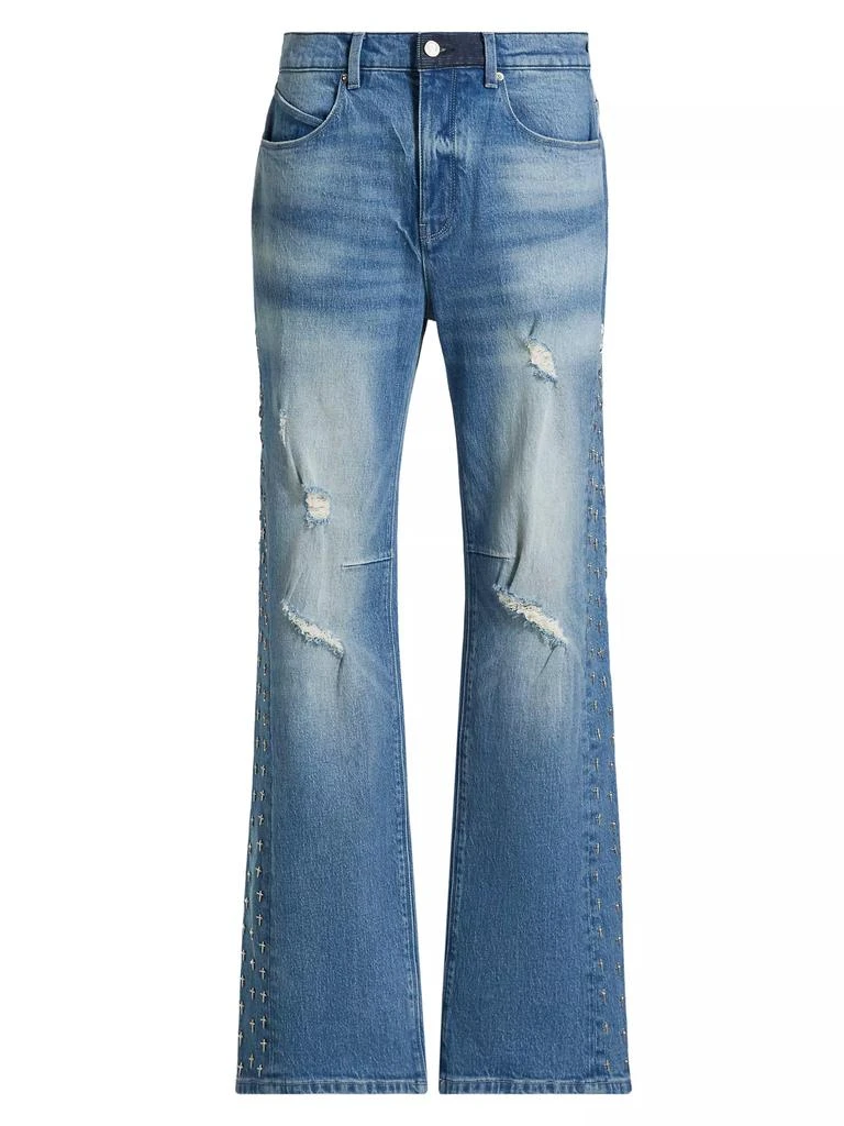 RTA Underworld Zed Bead-Embroidered Flared Jeans 1