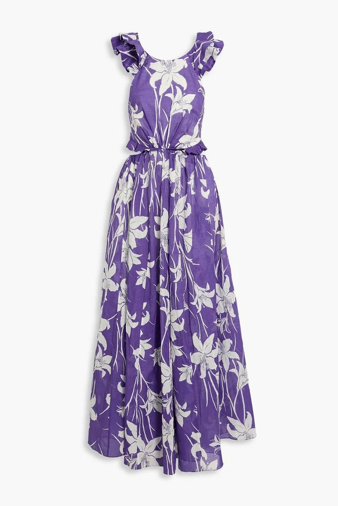 Zimmermann Ruffled cutout floral-print cotton-voile maxi dress 1