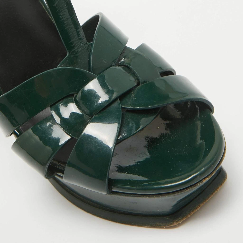 Yves Saint Laurent Saint Laurent Dark Green Patent Leather Tribute Sandals Size 37 7