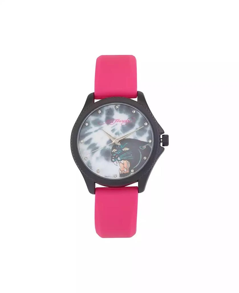 Ed Hardy Women's Quartz Matte Fuchsia Silicone Strap Analog Watch 1