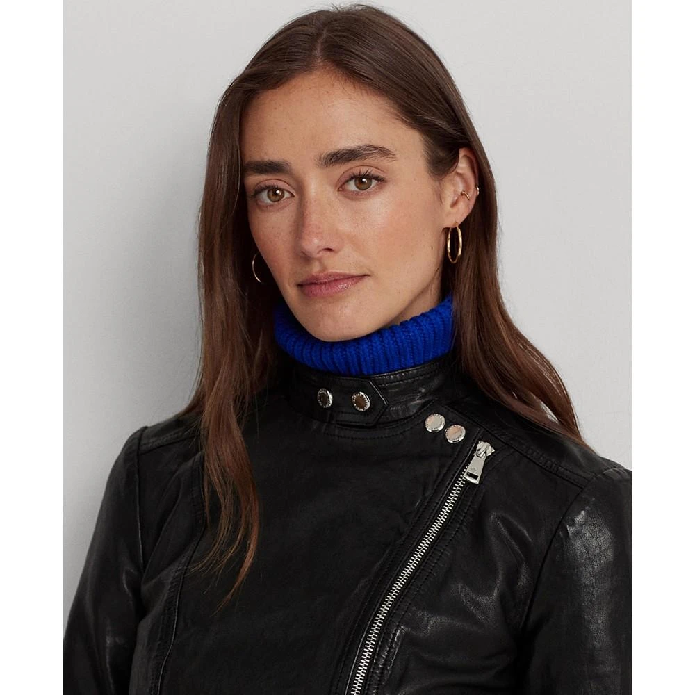 Lauren Ralph Lauren Women's Tumbled Leather Moto Jacket 3