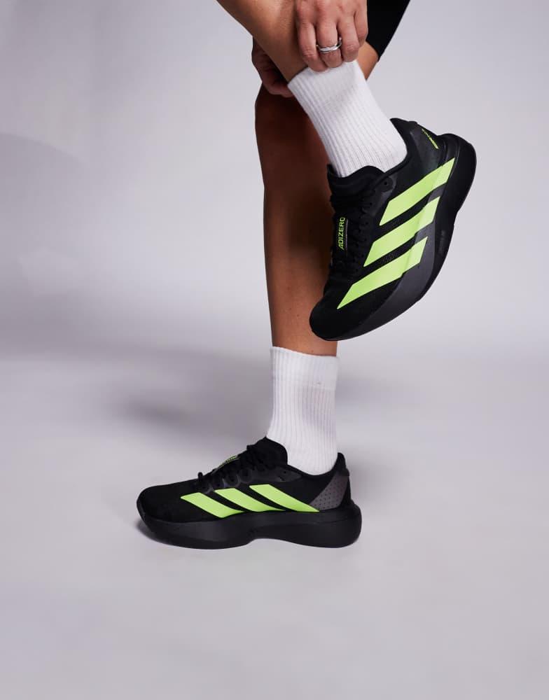 adizero ランニングシューズ ネオンイエロー/ブラック　26cm adidas Running Adizero EVO SL trainers in black and neon yellow