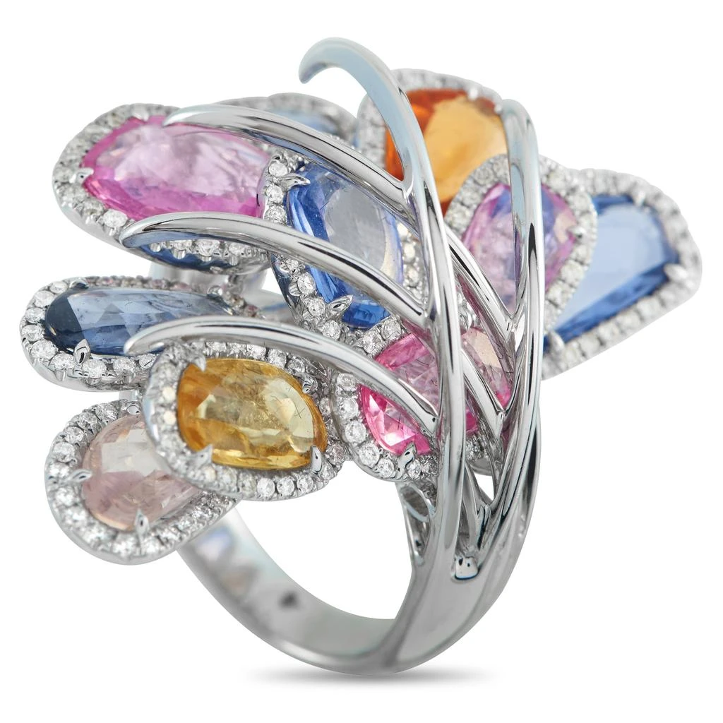 LB Exclusive 18K White Gold 1.65ct Diamond and Sapphire Ring MF41-122325