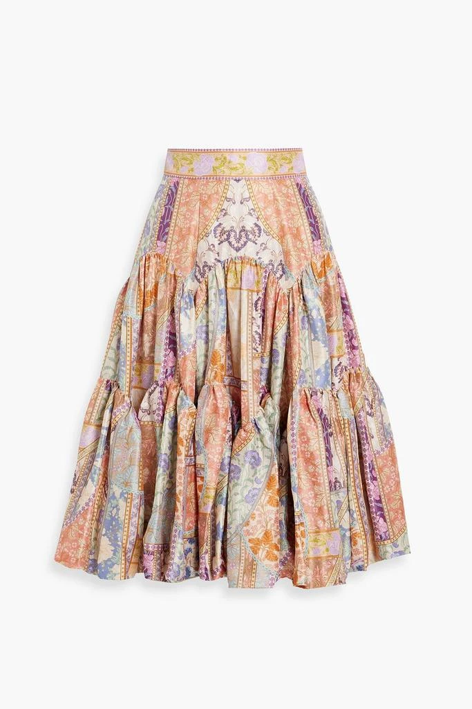 Zimmermann Printed tiered silk-twill skirt 1