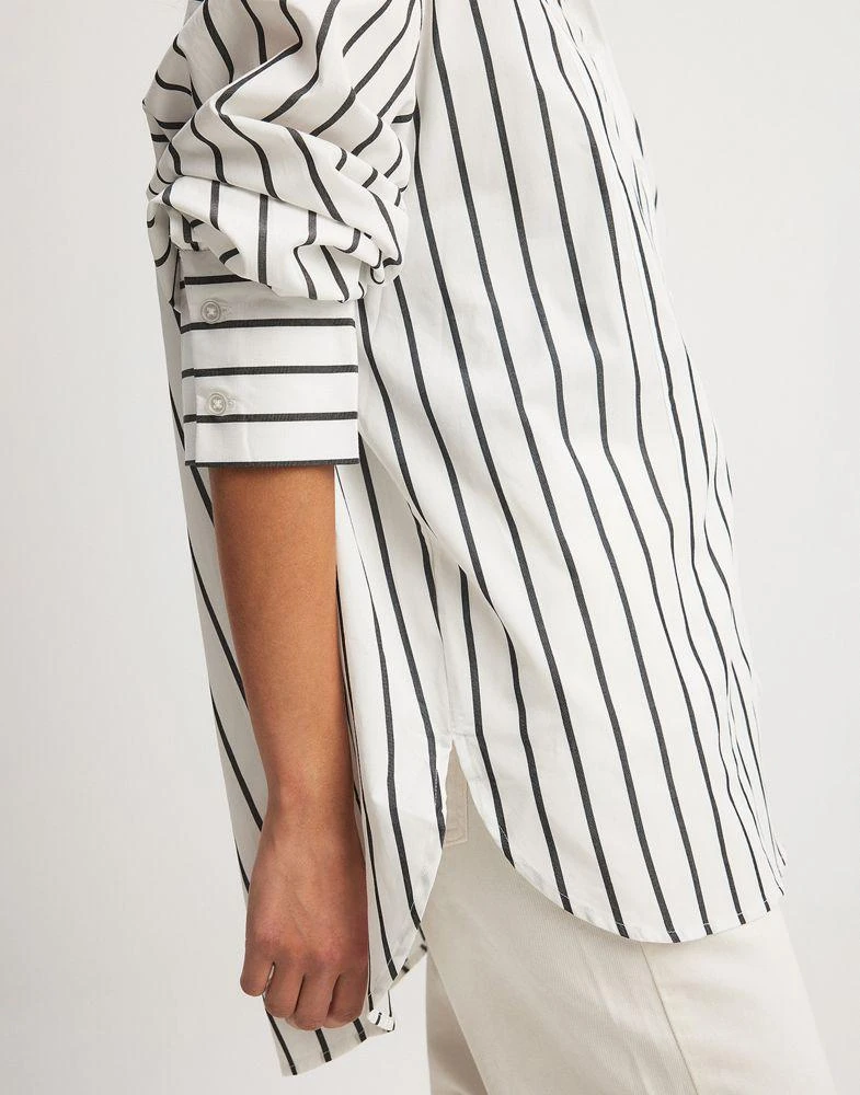 NA-KD NA-KD x Laura Jane Stone oversized shirt with high cuffs in black & white stripe 3