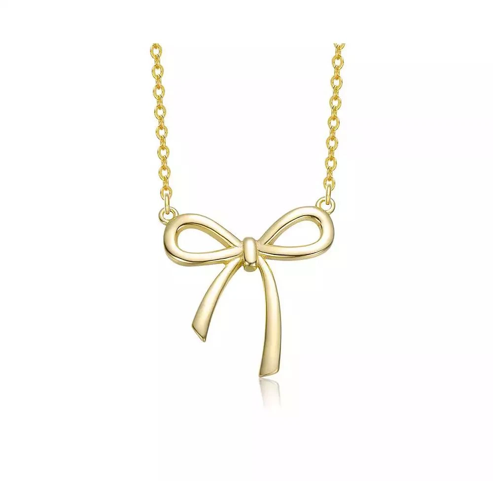 Rachel Glauber Modern Bow-Tie Shaped Pendant Necklace in 14K Gold Plated