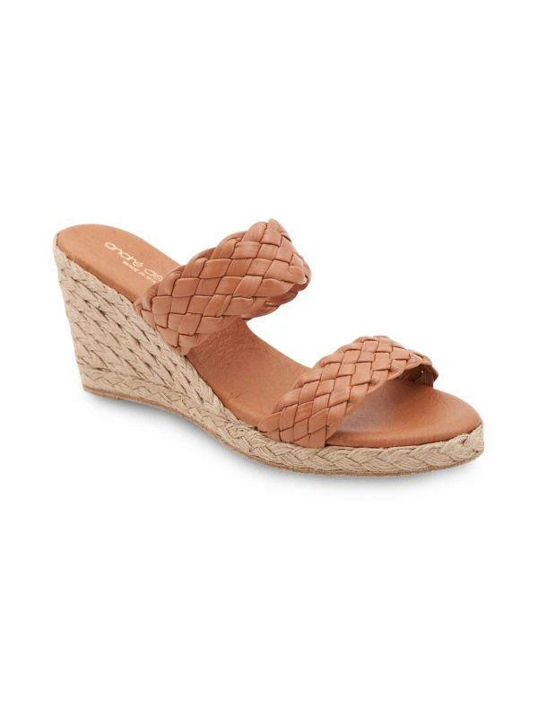 Andre Assous Aria Open Toe Leather Espadrille Wedge Sandals 2