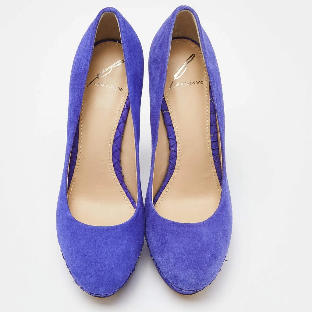 Brian Atwood Brian Atwood Blue Suede and Snakeskin Embossed Leather Platform Pumps Size 37 3