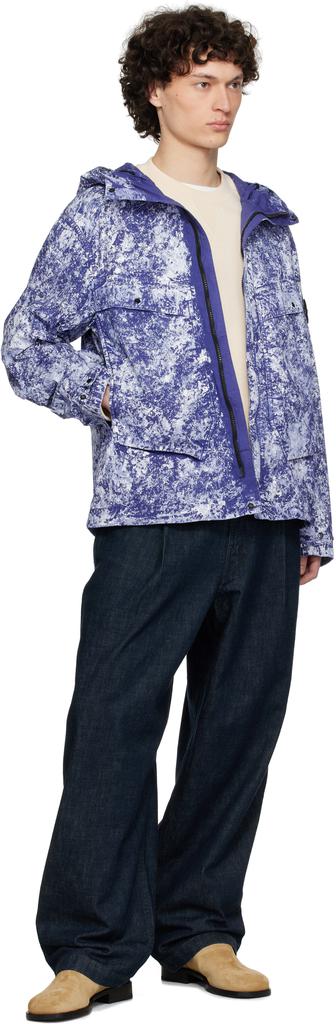 Blue White Pigment On Tela Paracadute Stretch-TC Jacket – On