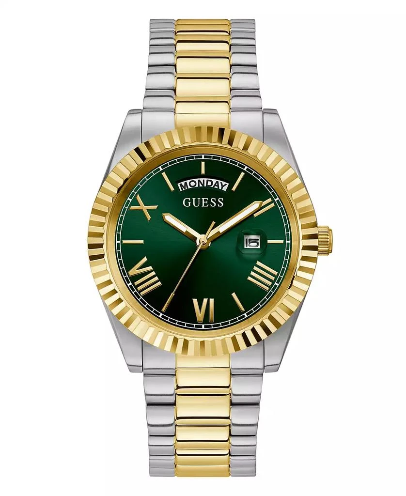 GUESS Men's Two Tone Stainless Steel Bracelet, Day, Date Watch, 42mm 1