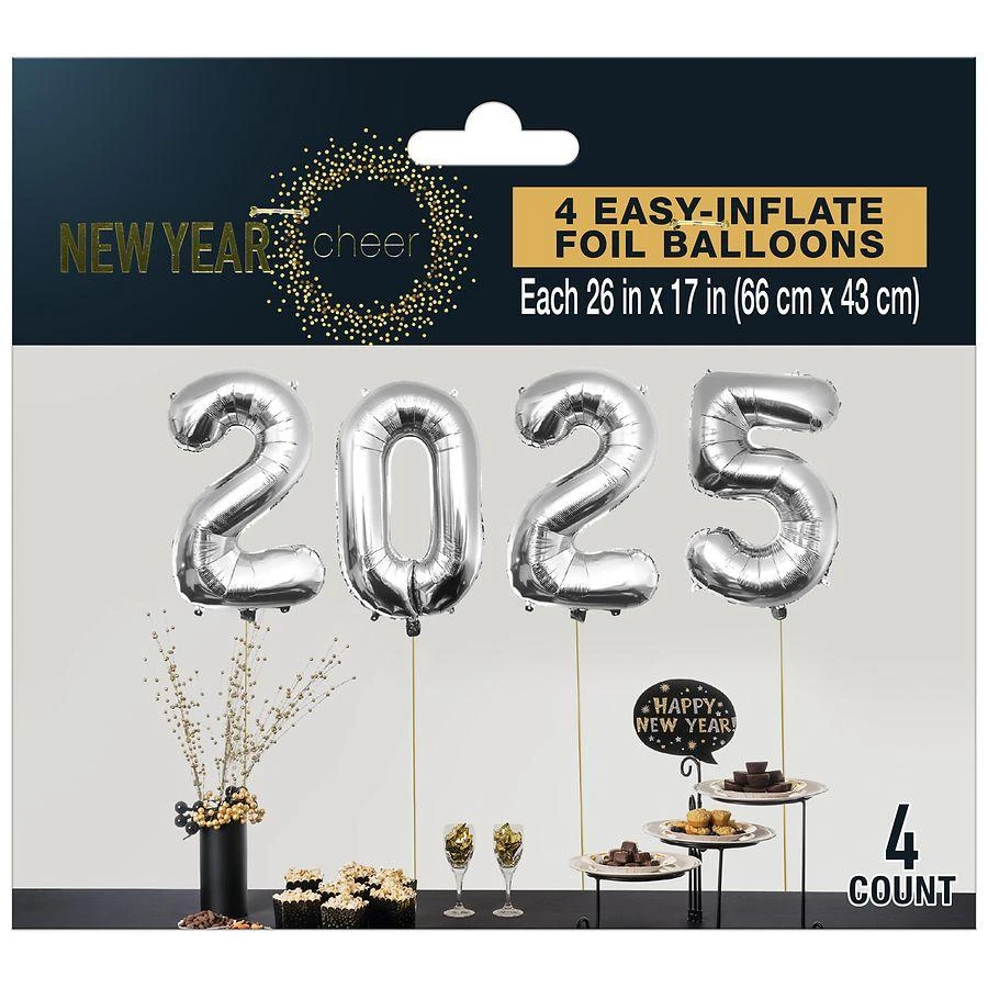New Year 2025 Easy-Inflate Foil Balloons 1