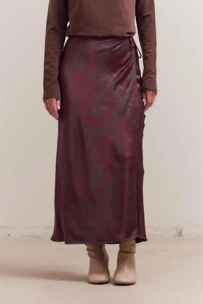 GRADE & GATHER Grade & Gather - Printed Drape Maxi Wrap Skirt
