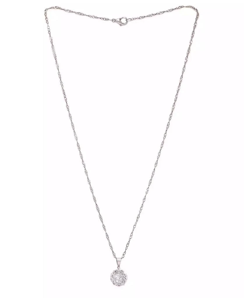 Macy's Cubic Zirconia Millennial Ball Pendant Necklace 16" in Silver Plate 3