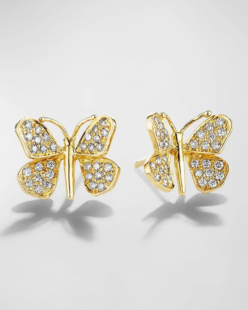 Mimi So 18K Yellow Gold Wonderland Butterfly Earrings with Pave Diamonds 1
