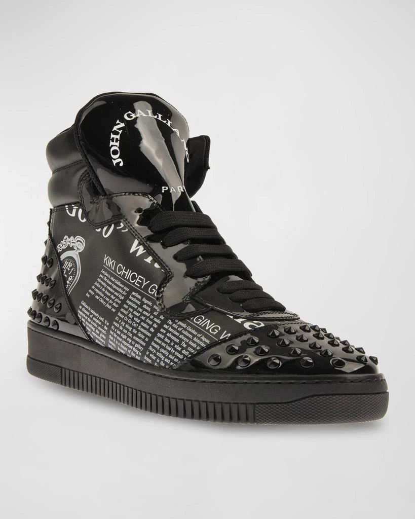 John Galliano Paris Men's Studded Gazette High-Top Sneakers 2