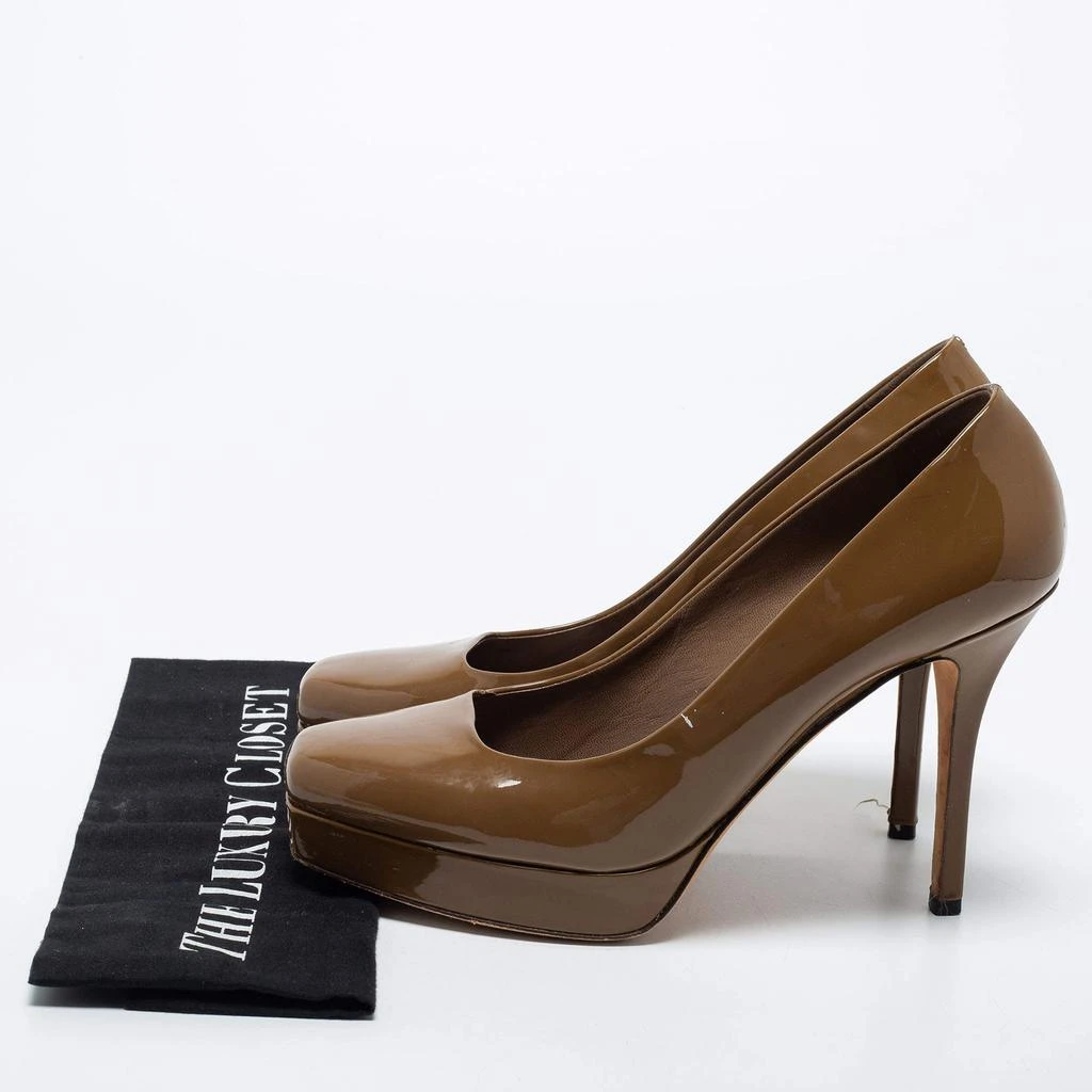 Gucci Gucci Olive Green  Patent Leather Tile Square Toe Platform Pumps Size 39 9
