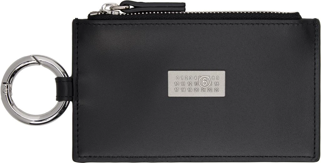 MM6 Black Numeric Leather Key Ring Wallet
