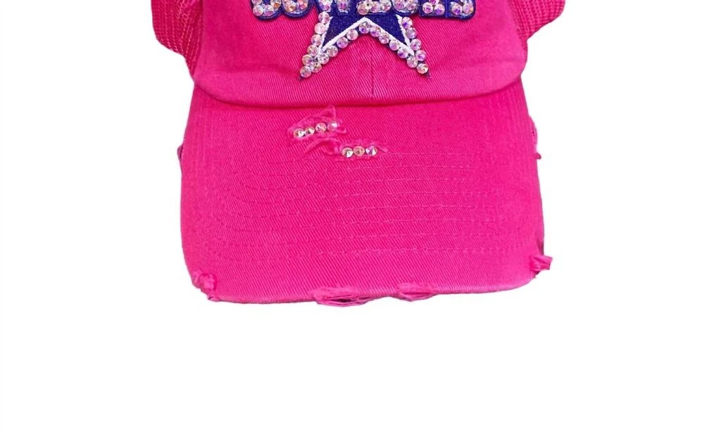 South Texas Treasures Distressed Dallas Cowboys Truckers Cap In Hot Pink 1
