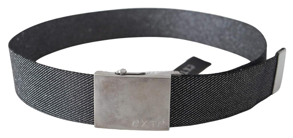 Exte Exte Black Silver Metal Brushed Buckle Waist Belt
