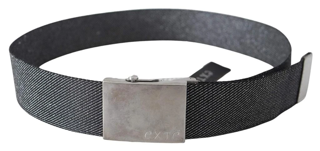 Exte Exte Black Silver Metal Brushed Buckle Waist Belt 2