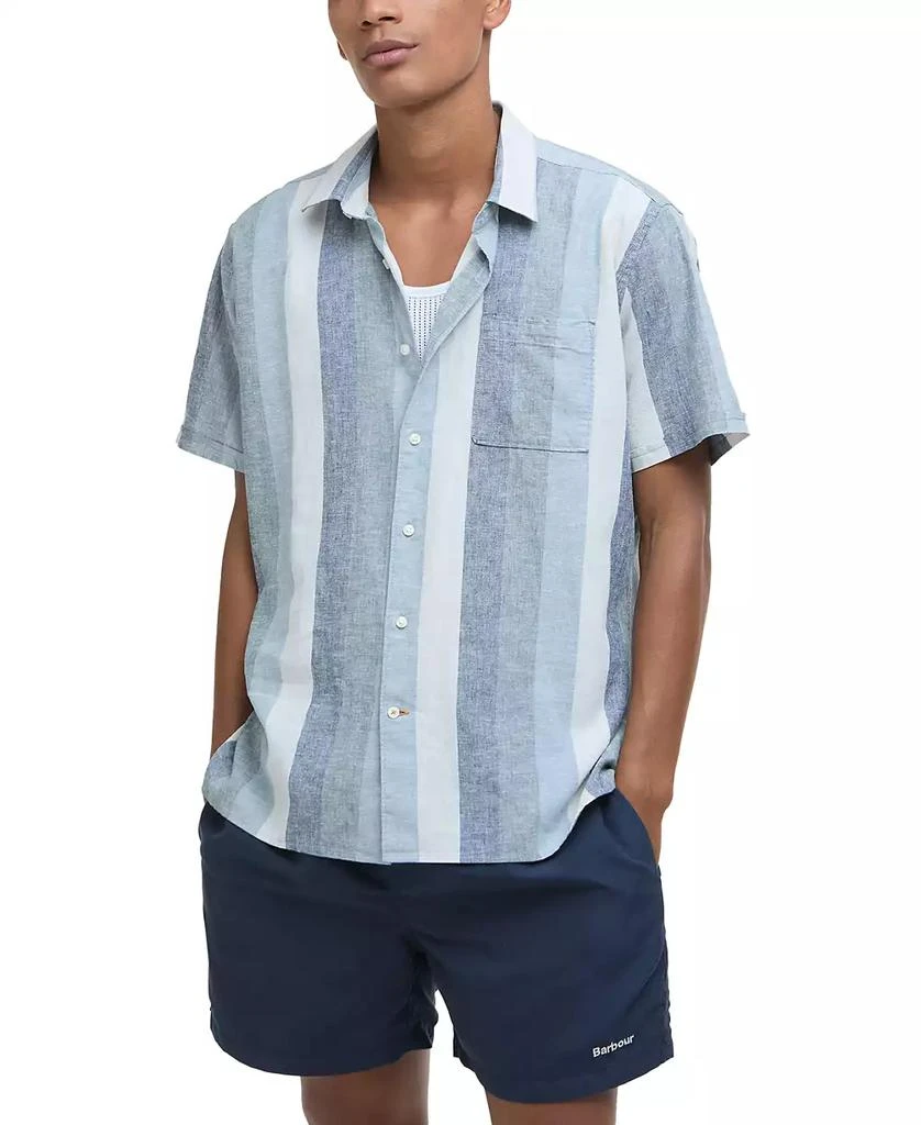 Barbour Men
s Portwell Linen Summer-Fit Stripe Button-Down Shirt 1