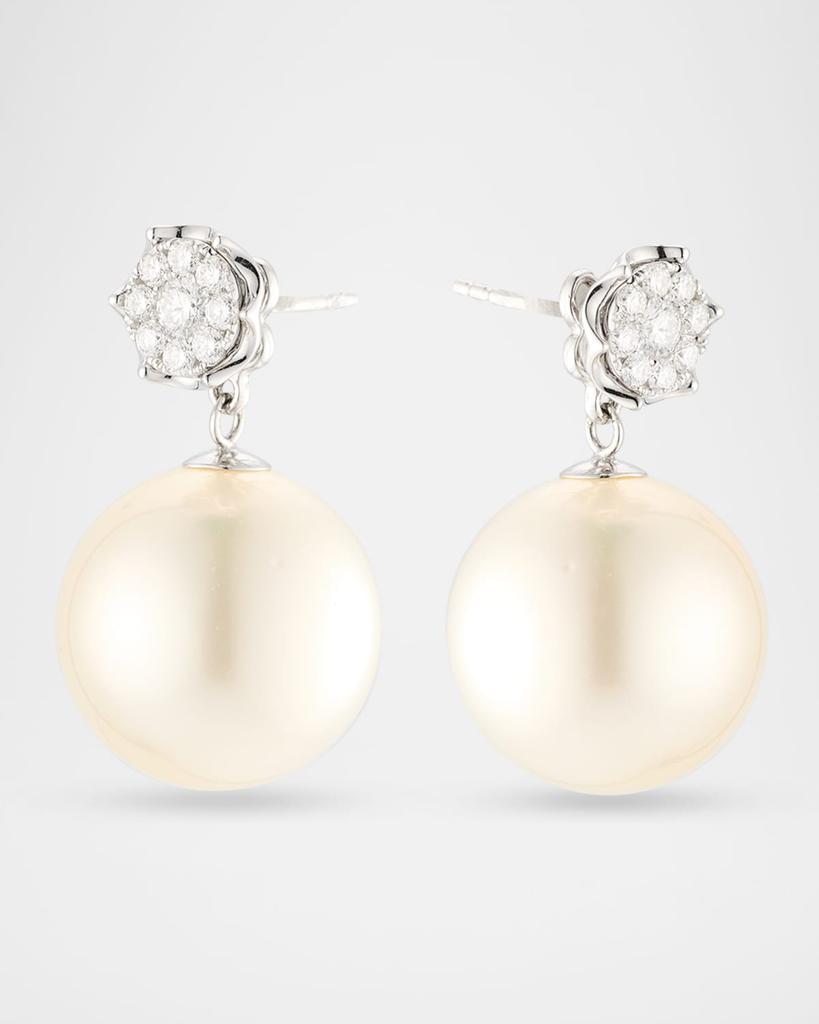 BELPEARL 18K White Gold South Sea Pearl and Diamond Detachable Earrings