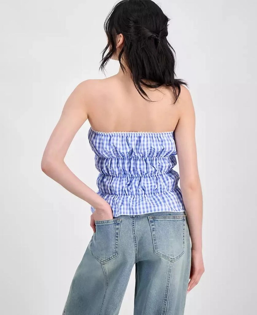 Rebellious One Juniors' Gingham Shirred Strapless Top 2