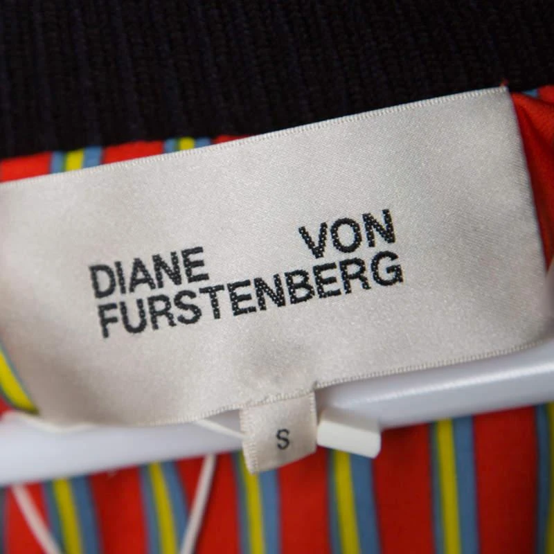 Diane von Furstenberg Diane Von Furstenberg Navy Blue Satin Alexander Bomber Jacket S 5