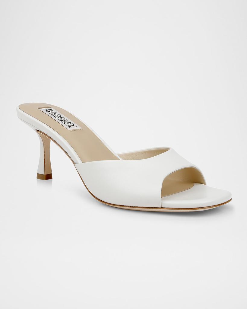 Badgley Mischka Draya Leather Kitten-Heel Mules