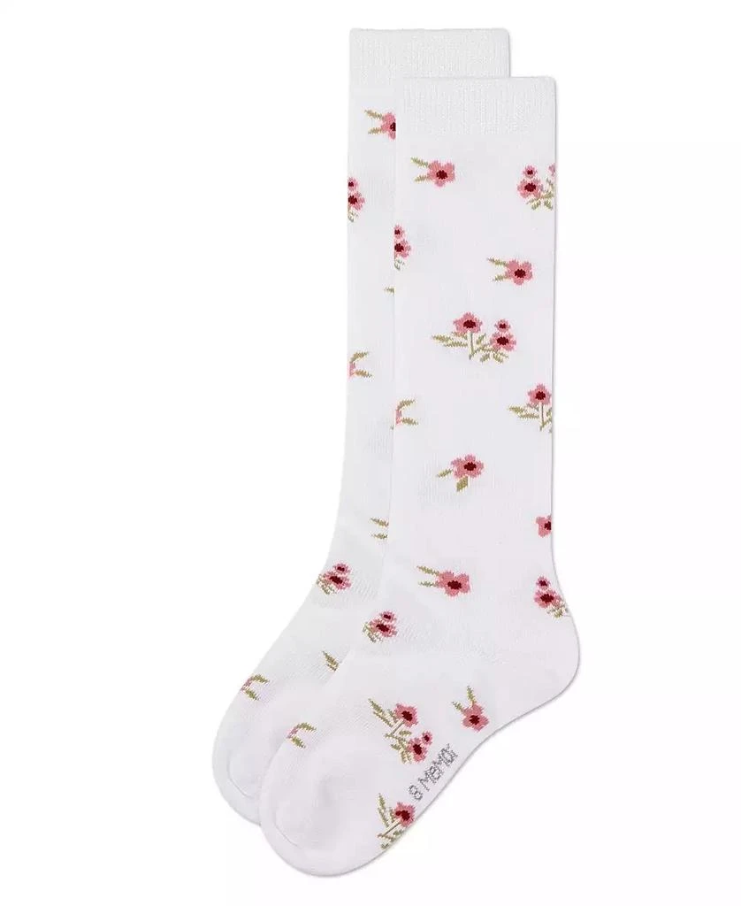 Memoi Little Girls Opaque Stretch Cotton "Blissful Bloom" Knee High Sock 3