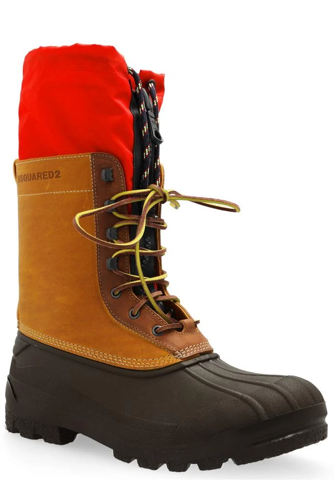 Authentic DSQUARED2 Boots DSQUARED2 woman black leather ankle combat boot with logo  main image 3