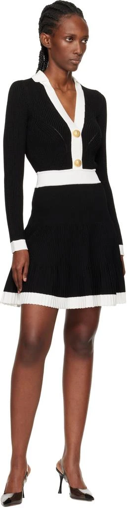 Balmain Black 
White Pointelle Minidress 4