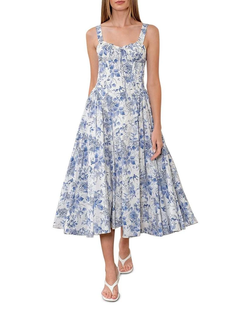 Moon River Floral Print Midi Dress 1