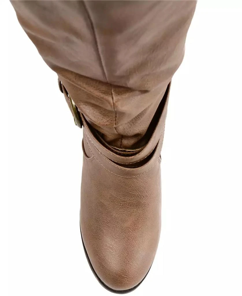 Journee Collection Women's Late Wide Calf Rouched Buckle Mid Shaft Block Heel Boots 4
