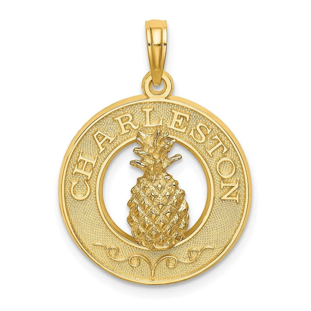 Diamond2Deal 14k Yellow Gold CHARLESTON Pineapple Charm Pendant 1