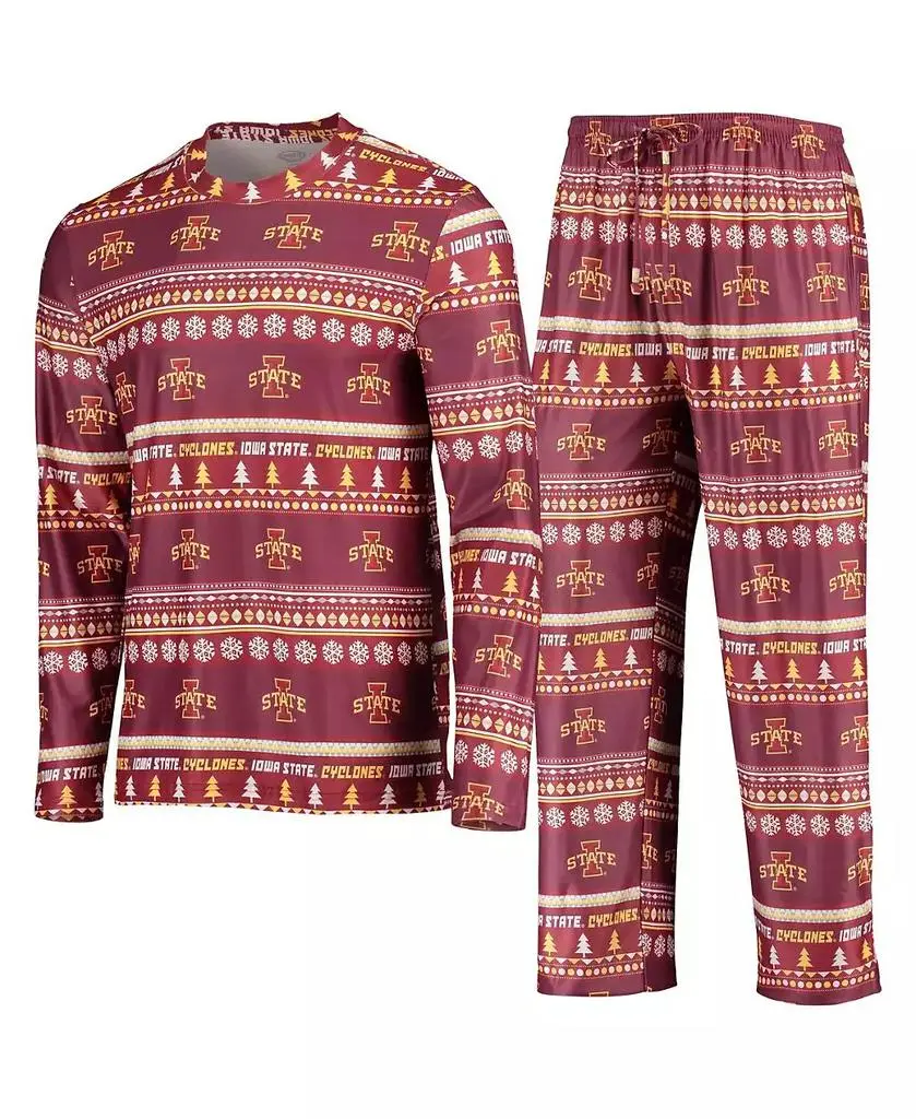 Concepts Sport Men's Cardinal Iowa State Cyclones Ugly Sweater Long Sleeve T-shirt and Pants Sleep Set