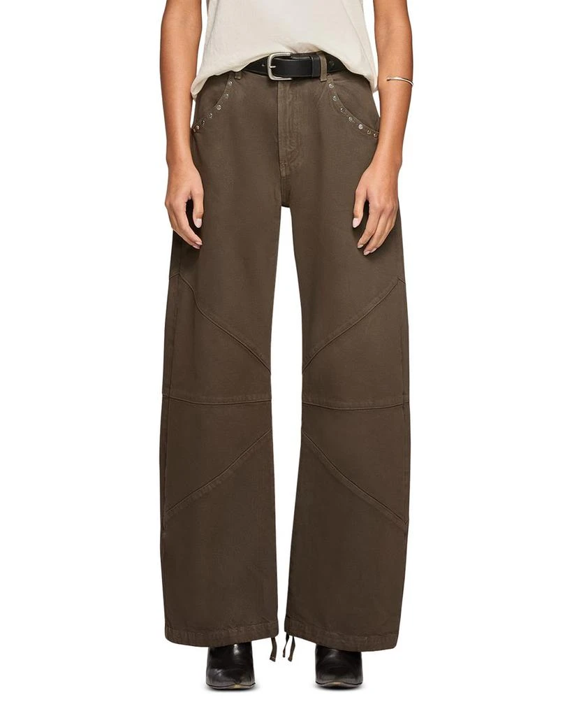 EB Denim Frederic High Rise Barrel Leg Jeans in Coated Saddle 1