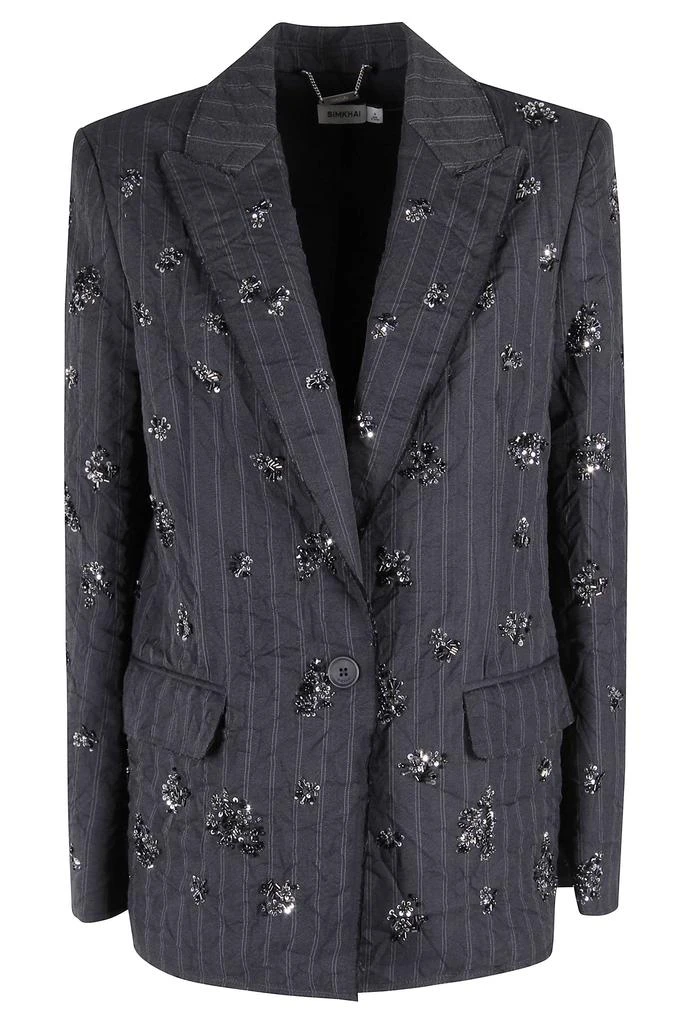 SIMKHAI Textured Sequin-Embellished Dark Gray Simkhai Blazer