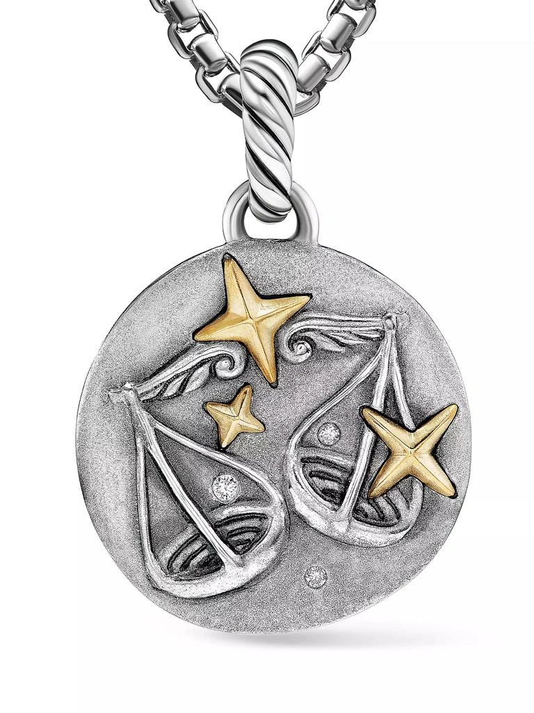 David Yurman Libra Amulet in Sterling Silver with 18K Yellow Gold and Diamonds, 19MM 4