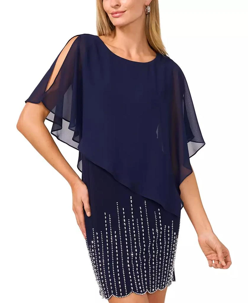 MSK Petite Embellished Cape-Overlay Shift Dress 3