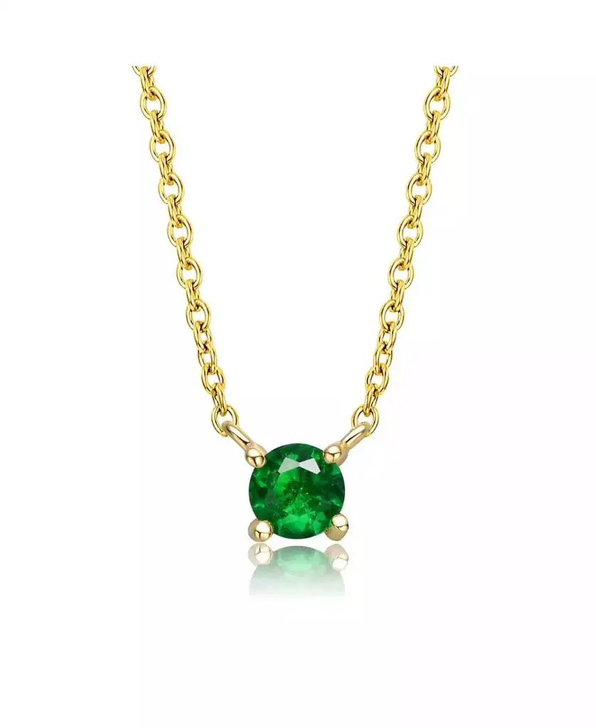 GiGiGirl Kids 14K Gold Plated Overlay Green Cubic Zirconia Stud Necklace