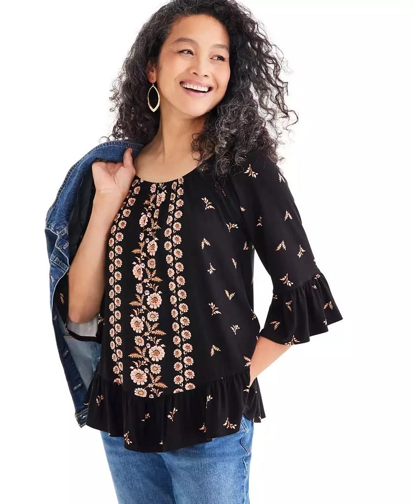 Style & Co Petite Printed Ruffle Top, Created for Macy's 2