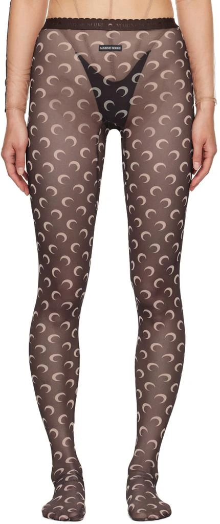 MARINE SERRE Brown Moon Printed Mesh Tights 1