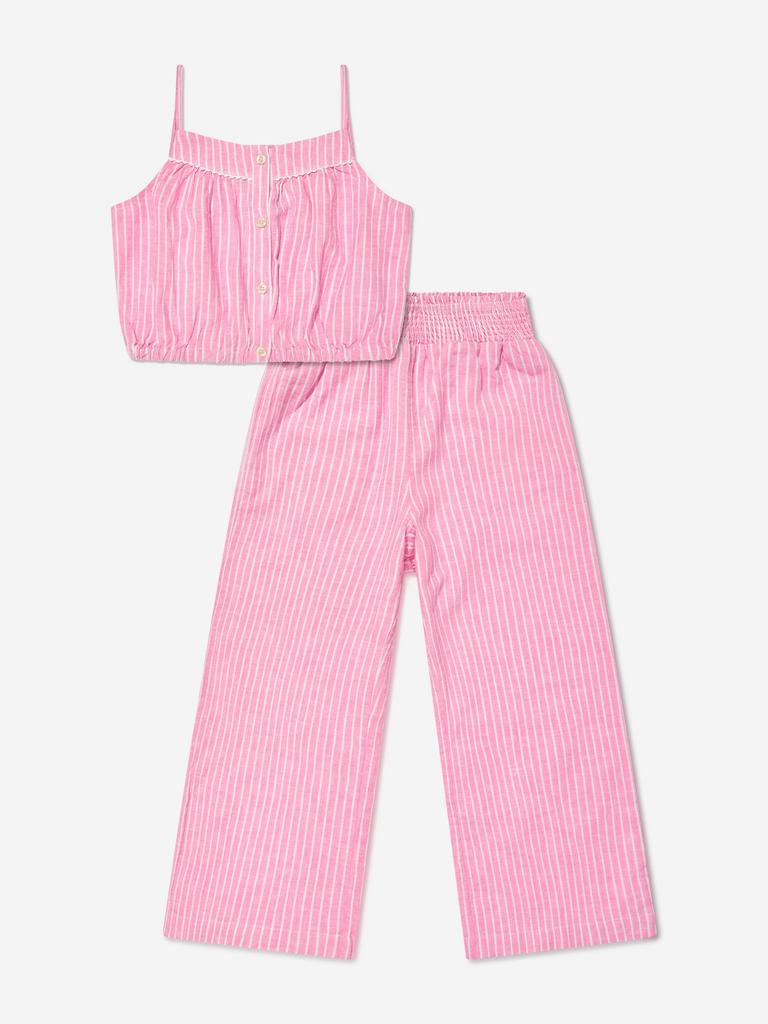 Ralph Lauren Girls Striped Trouser Set in Pink