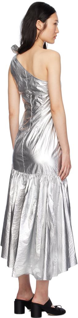 ＭＭ6 Silver mirrored one-shoulder dress MM6 Silver Ruffles Midi Dress - Dresses & Skirts - Free