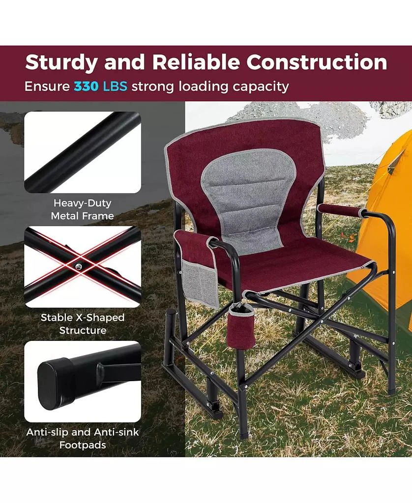 KUYOTQ Outdoor Rocker Camping Chair with Dual Springs and Padded Back 4
