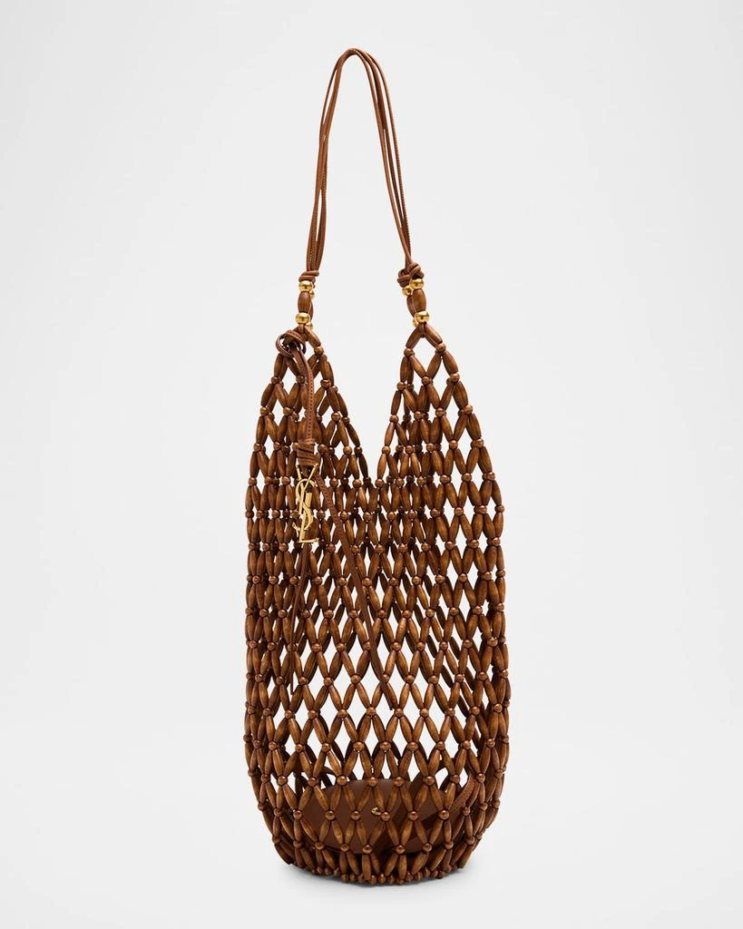 Yves Saint Laurent Le 5 A 7 YSL Hobo Bag in Beaded Wood 1