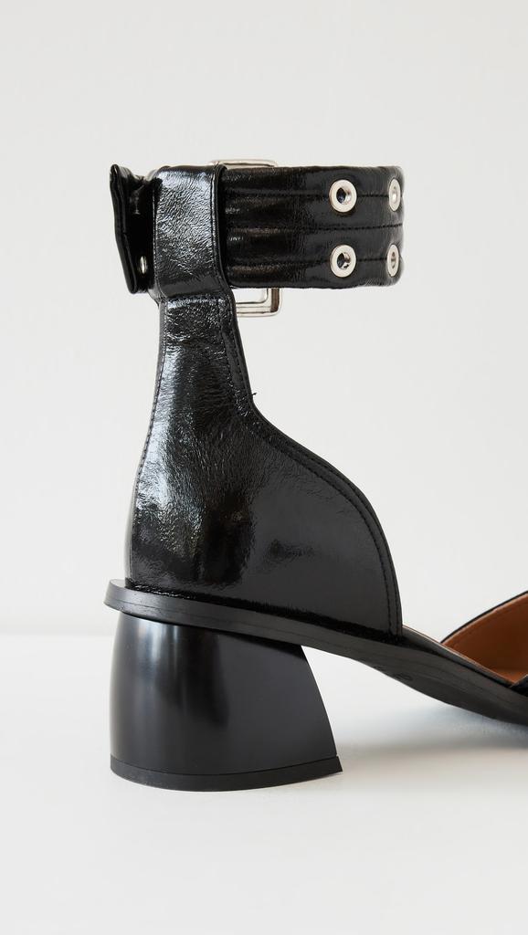 GANNI Chunky Buckle Open Cut Pumps in Black | endource