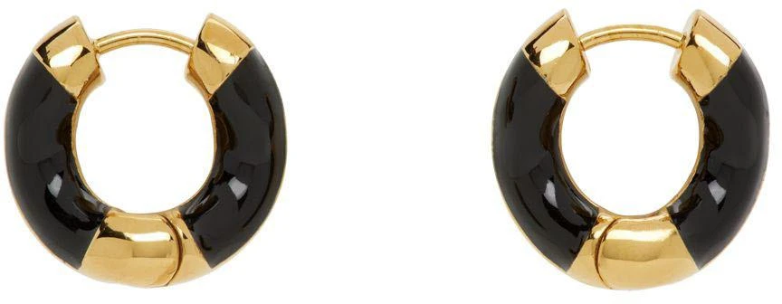 Charlotte Chesnais SSENSE Exclusive Gold & Black Small Wave Earrings 1