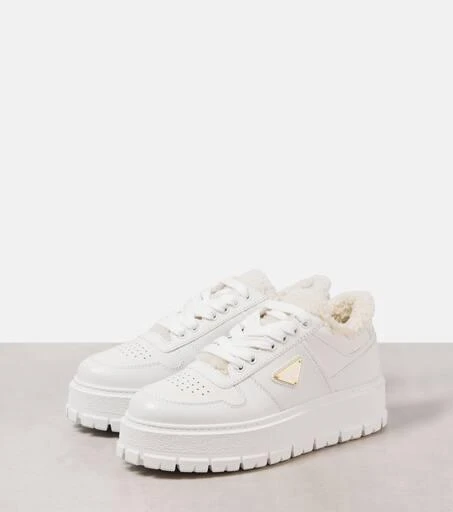 Prada Shearling-lined platform leather sneakers 4
